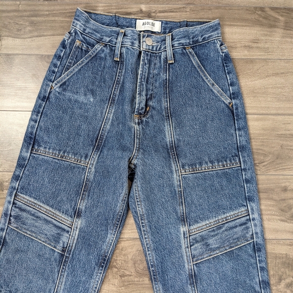 Agolde Cooper Cargo Utility Regulation Organic Cotton Blue Denim Jeans Size 23 - Picture 4 of 14